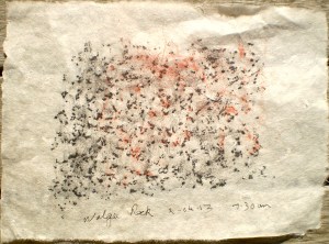 Walga Rock frottage, 22/04/13, 7.30 am, graphite and pastel on rice paper.