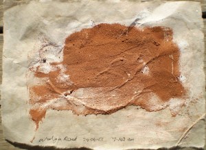 Walga Rock paper stain 1, 24/04/13, 7.40 am, soil stain on rice paper.