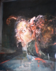 Face and Horn, 1994, 76x66 cm, oil on canvas, from Feminist Poetics