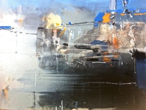 Unfinished middle stage, Untitled 1, 2013,  oil and mixed media on canvas.