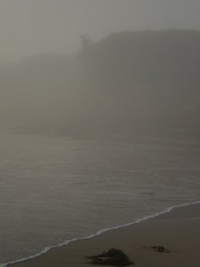 Illusion of merged tide line and foggy cloud veil-like appearance 