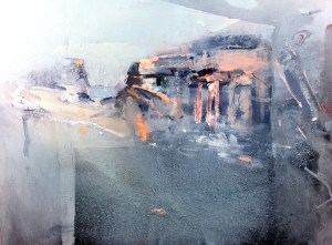 Seascape oil painting commission continued, final stages based on Point Roadknight