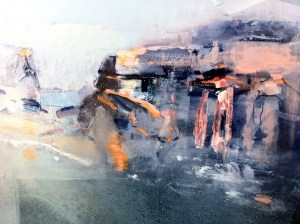 Oil painting commission continued, detail, final stages based on Point roadknight