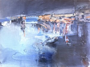 Seascape final stages of oil painting of Point Roadknight commission