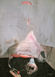 Art titled Interior Land, 2013, 60x45 cm, gouache and pastel from Begin with Sand, Silt and Water