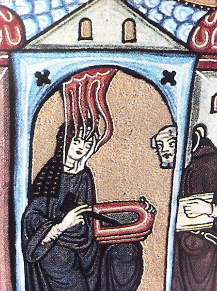 Self portrait by Hildegard of Bingen, detail, Scrivias f., 1r, 1142 - 1152