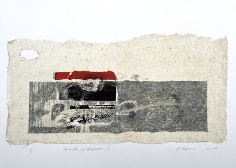 Sounds of Drought 3, 2014, etching collage
