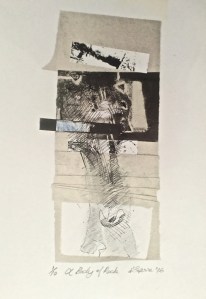 'A body of Rock', 2016, intaglio print, ink and graphite, 28x14 cm