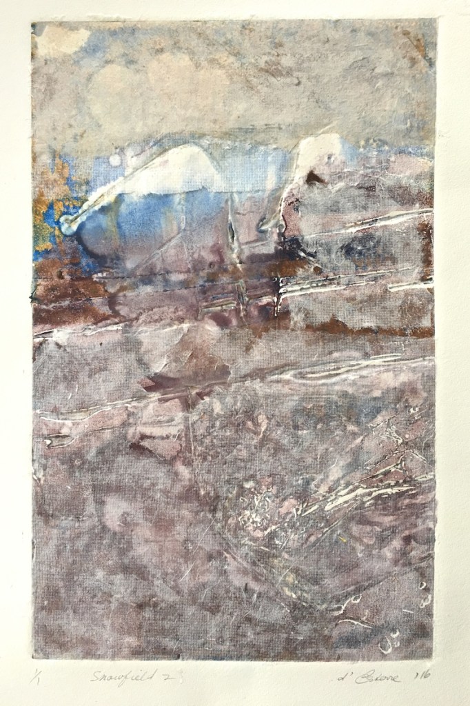 Snowfields 2, 2016, viscosity print and hand made paper, 50x35cm