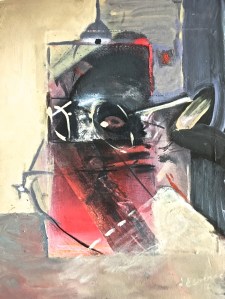 Self Portrait as Allegory of Painting 4, 2015 - 17, intaglio & oil on gessoed paper, 35x28 cm